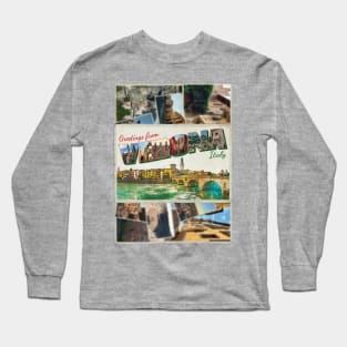 Greetings from Verona in Italy Vintage style retro souvenir Long Sleeve T-Shirt